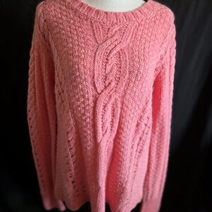 Aeropostale Women’s Pink Cable Knit Pullover Sweater Size Large